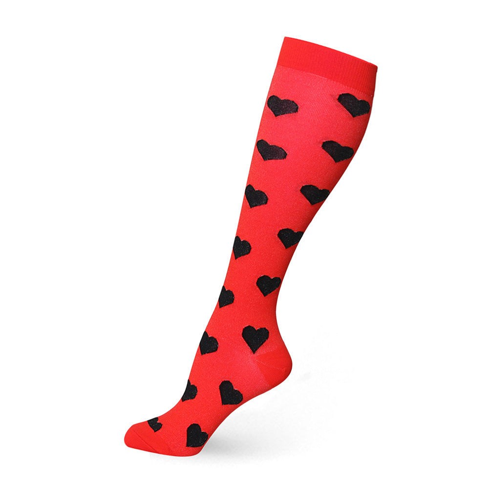 Streetwear Harajuku punk black red polka dot slim cotton long socks Gothic Lolita style.